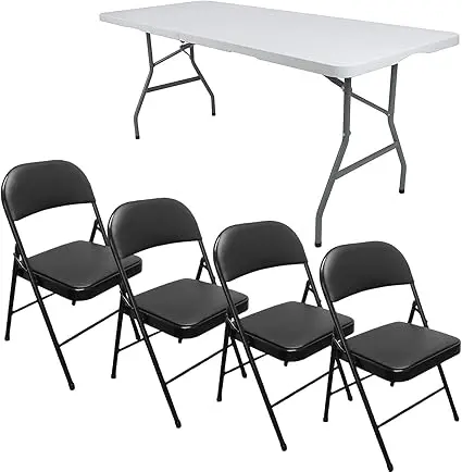 Folding Furniture Set: 4 & 6 Chairs Plus 6-Foot Table 1