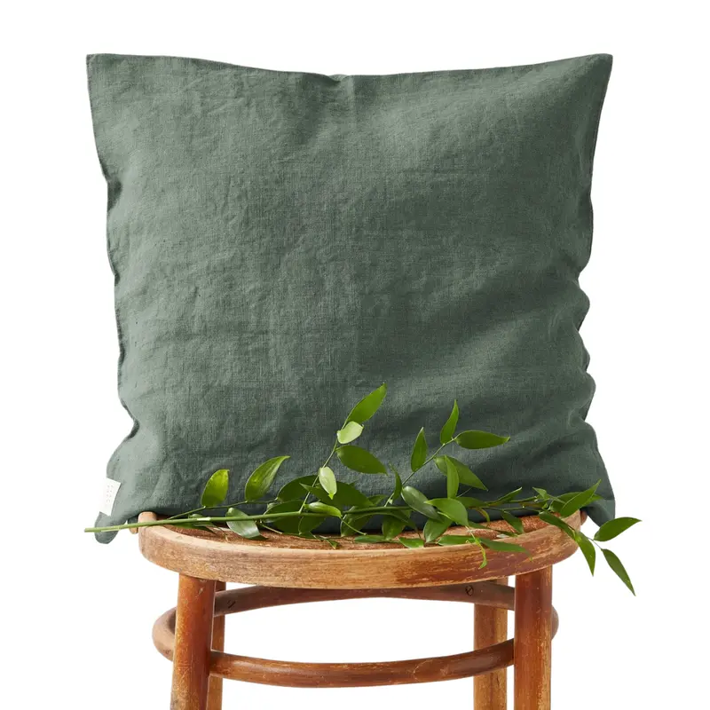 Forest Green Linen Pillow Cover 1