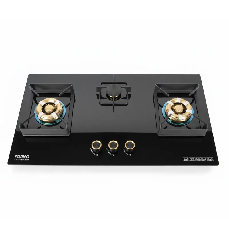 Forno 3-Burner Black Glass Gas Hob – Ms-603 Blk Ng 1