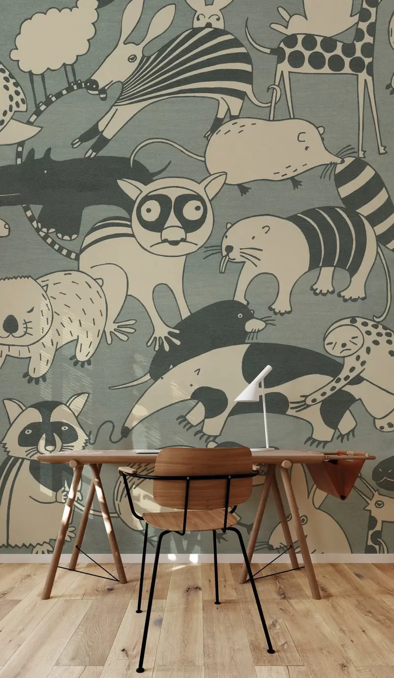 Fun Wobble Zoo Animal Wall Mural 1