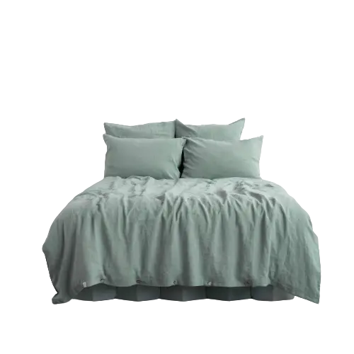Green Milieu Linen Duvet Cover 1