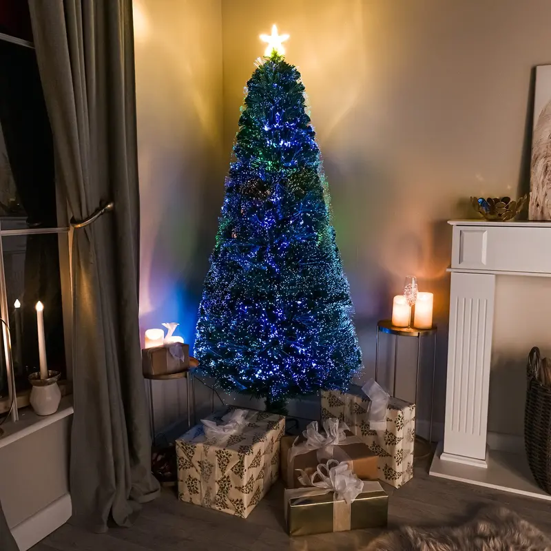 Green Pin-Prick Fibre Optic Christmas Tree – 2Ft To 7Ft With Multicolour Lighting 1