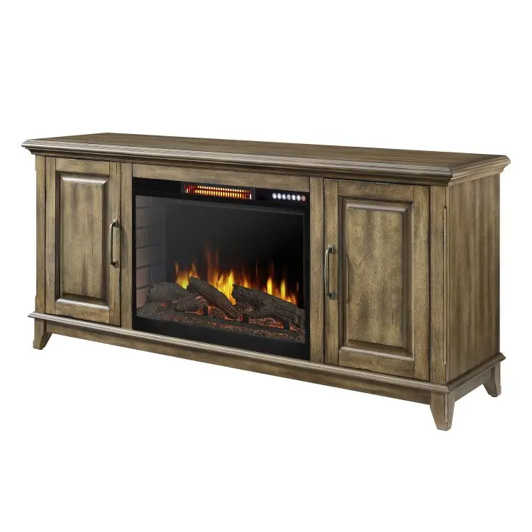 Harlow 60-Inch Electric Fireplace With Bluetooth Audio – Antique Pine Cabinet 1