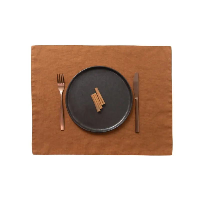 Hazelnut Brown Linen Placemat – Warm Earthy Tone 1
