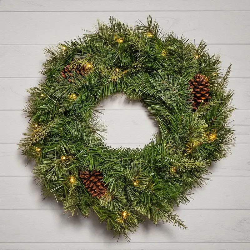 Hollingworth Spruce 24-Inch Battery-Powered Led Christmas Wreath – Warm White Illumination 1
