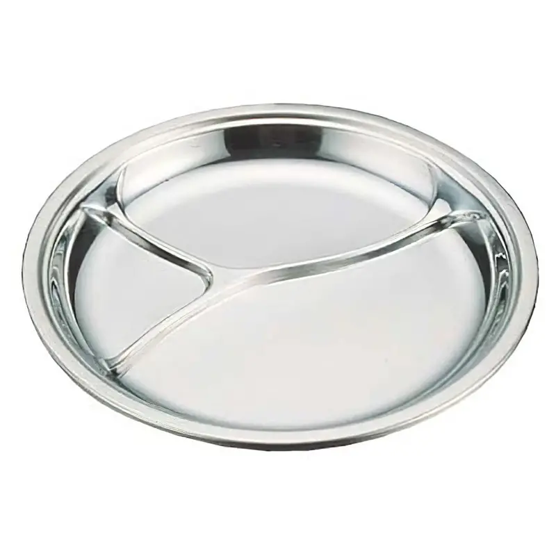 Ikeda Ecoclean 3-Segment Stainless Steel Lunch Plate 1