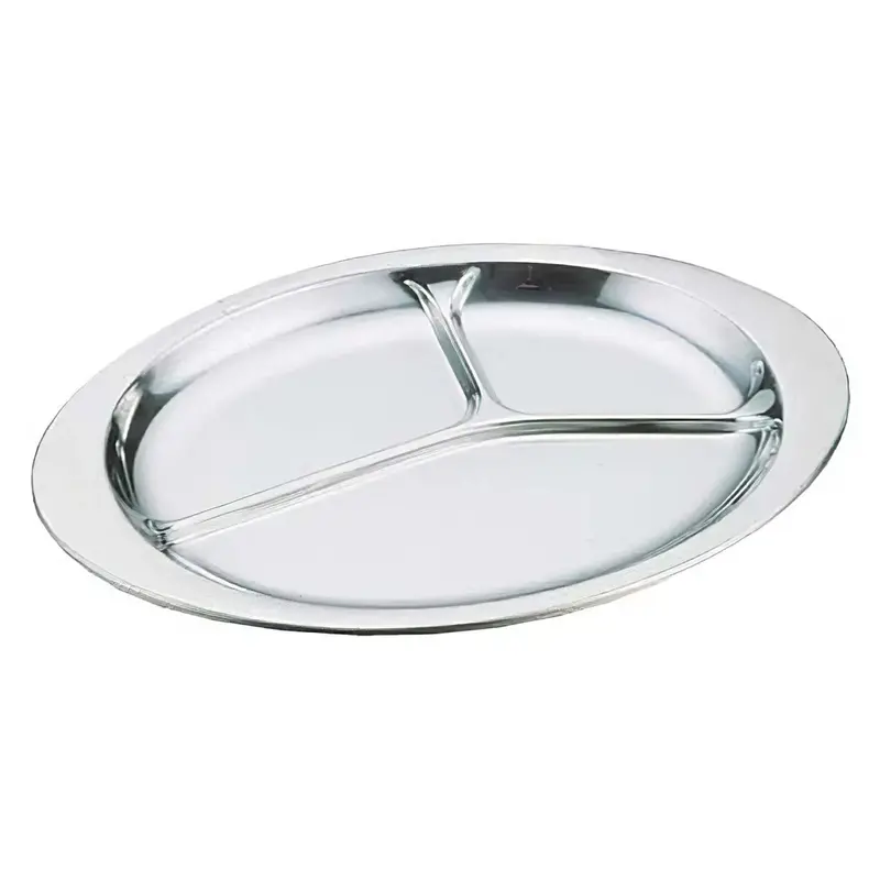 Ikeda Ecoclean Oval 3-Section Stainless Steel Lunch Plate 1