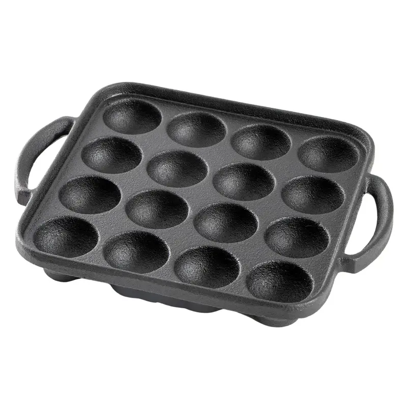 Ikenaga 16-Cup Cast Iron Takoyaki Pan – Traditional Octopus Ball Maker 1