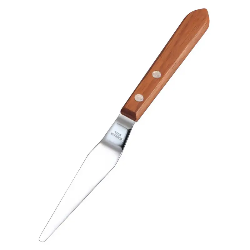 Inteckaneki Tapered Offset Icing Spatula – Stainless Steel + Wooden Handle 1