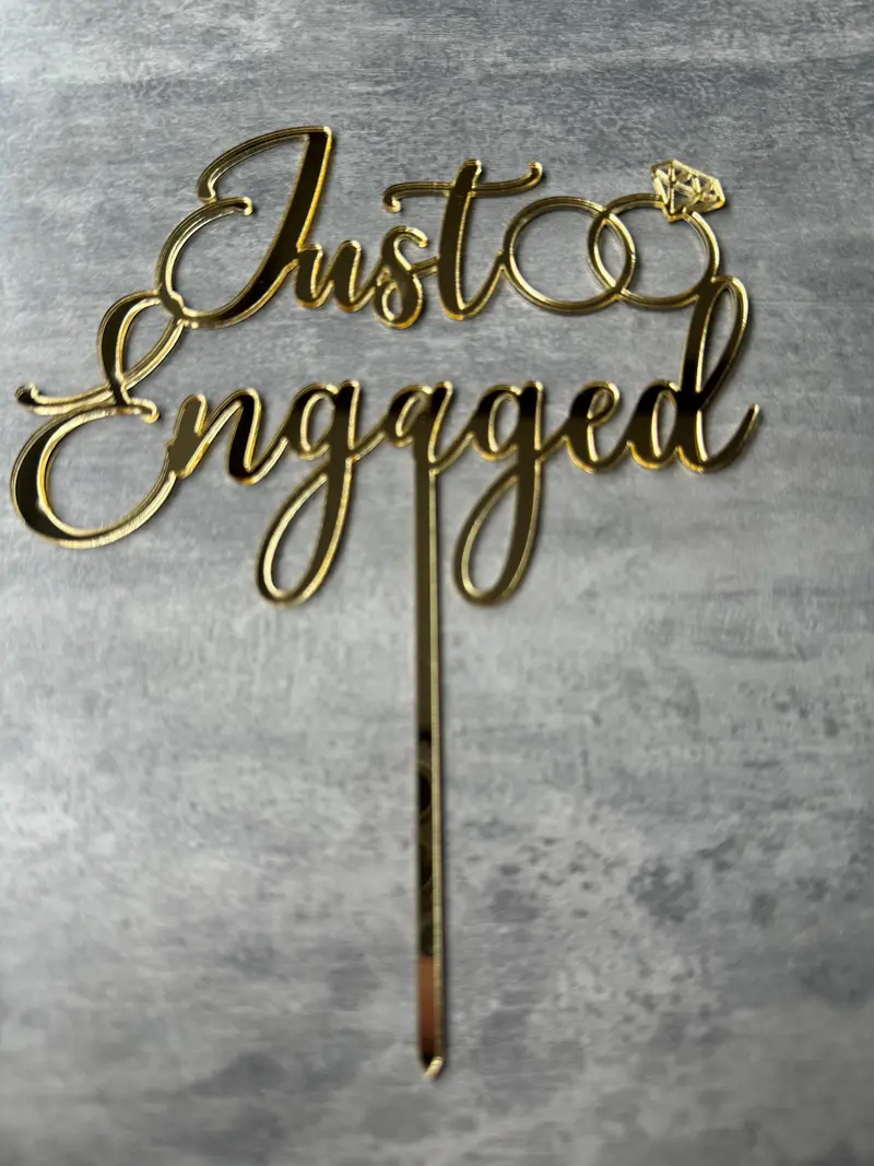 Just Engaged Cake Topper – Elegant Wedding Announcement Accent 1