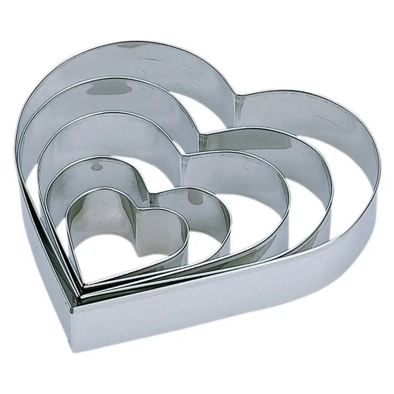 Kai 5-Piece Stainless Steel Heart-Shaped Cookie Cutter Set 1