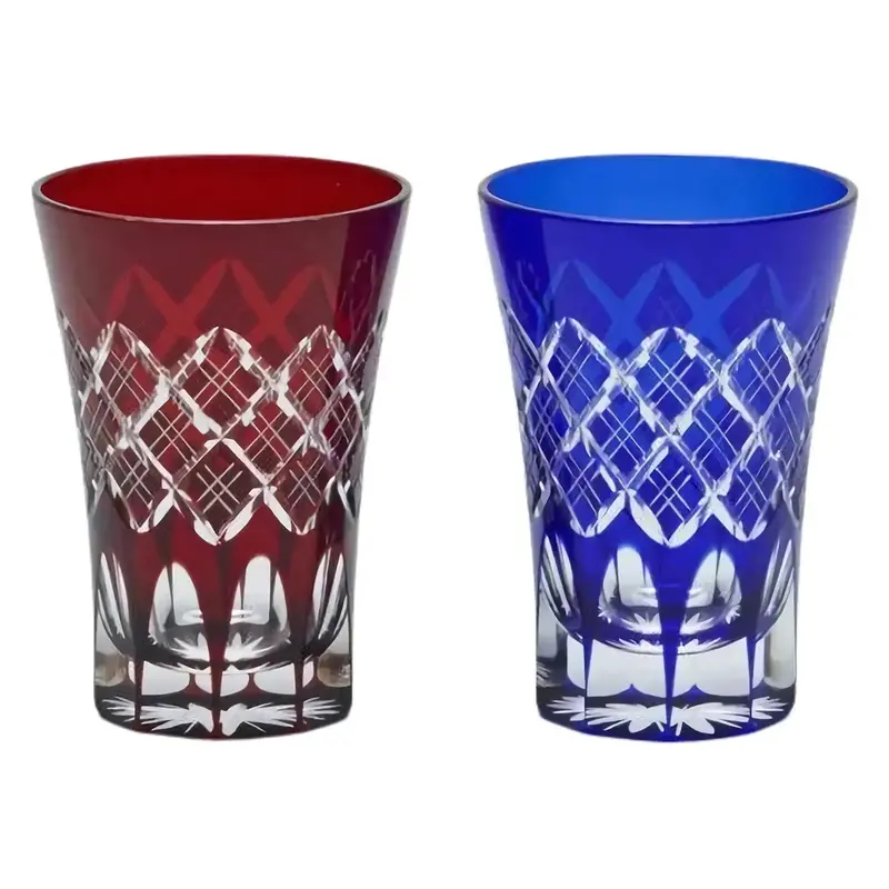 Kimoto Glass Edo Kiriko Tumbler Set – Yarai Cut Design 1