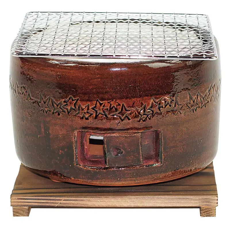 Kinka Ceramic Brown Konro Grill – Traditional Charcoal Bbq 1