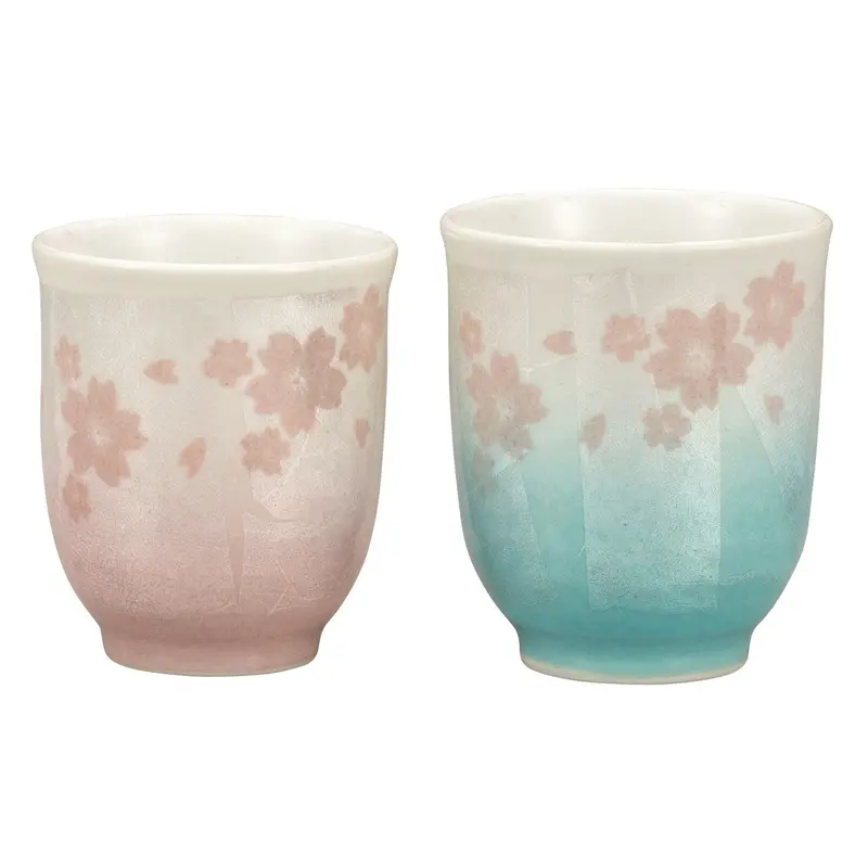 Kutani Ware Gindami Sakura Yunomi Teacup Set – Hand-Painted Porcelain 1