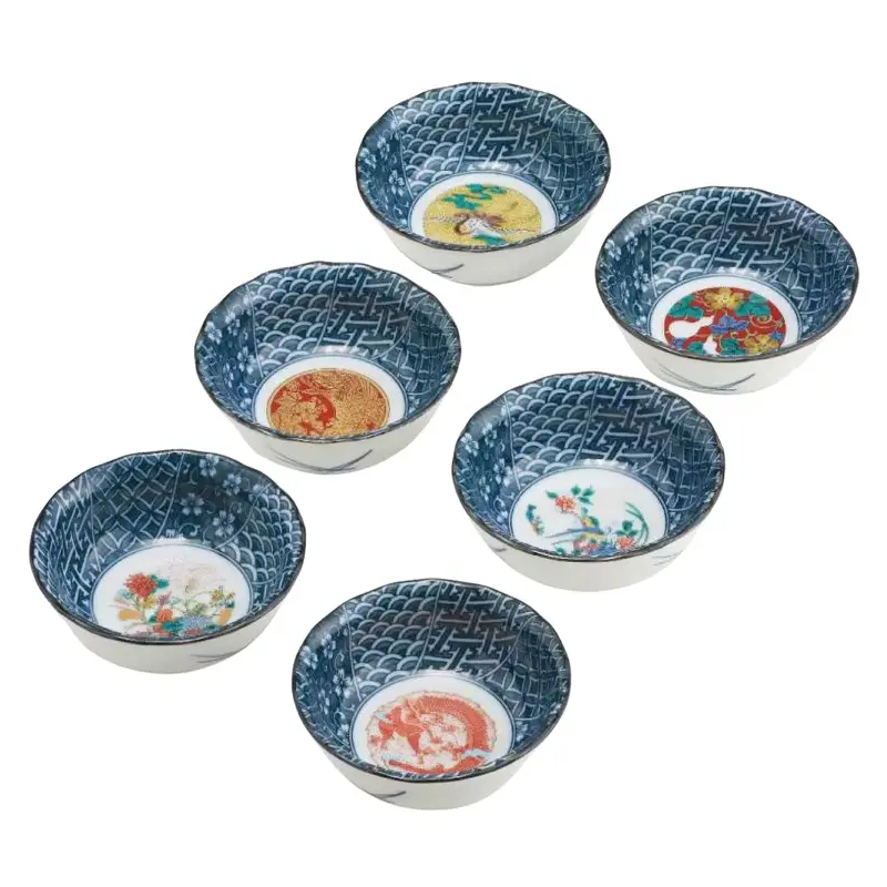 Kutani Ware Jidai-E Mini Porcelain Bowl Set – 6-Piece Traditional Ceramic Collection 1