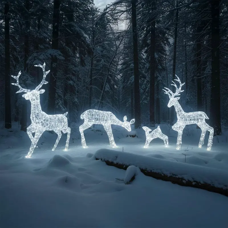 Large Illuminated Acrylic Outdoor Christmas Reindeer Set 1