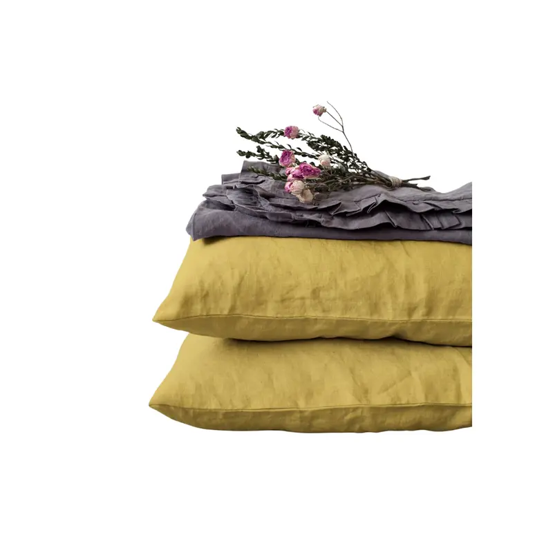 Lemon Curry Linen Pillowcase – Warm Spiced Yellow Accent 1