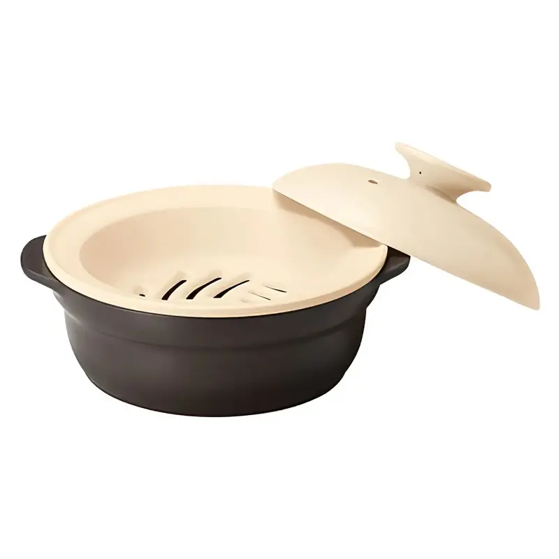 M.Style Karl Ceramic Induction-Compatible Donabe Casserole With Steamer Insert 1