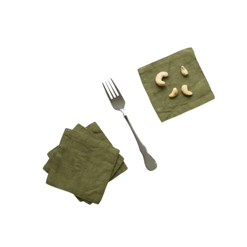 Martini Olive Green Linen Coasters For Entertaining 1