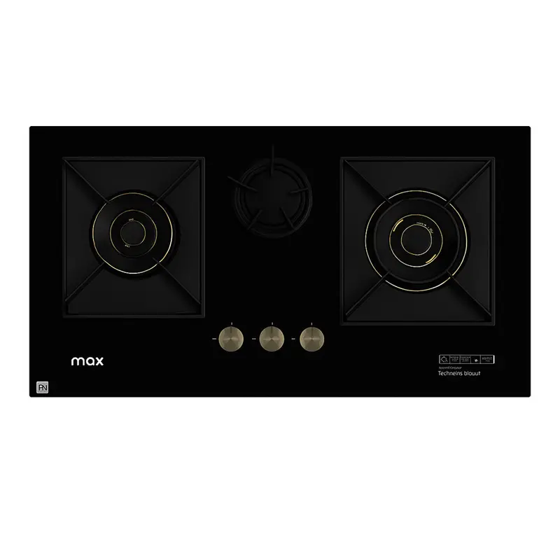 Max 3103Bk-Ng 3-Burner Glass Top Gas Hob 1