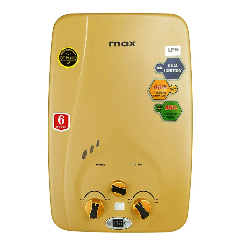 Max 6L Golden Finish Instant Lpg Gas Geyser 1