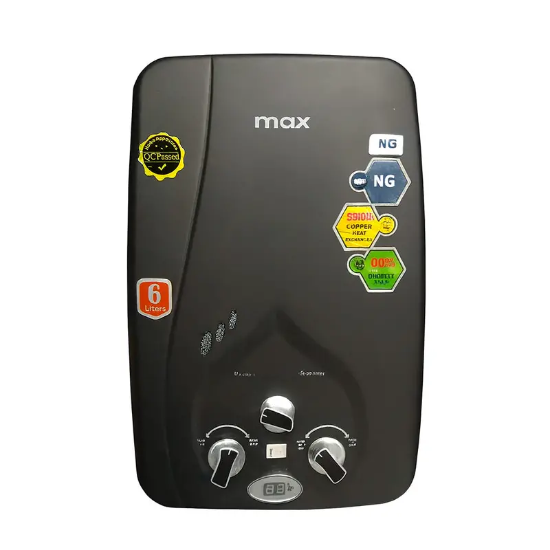 Max 6L Ng Black – Instant Gas Geyser For On-Demand Hot Water 1