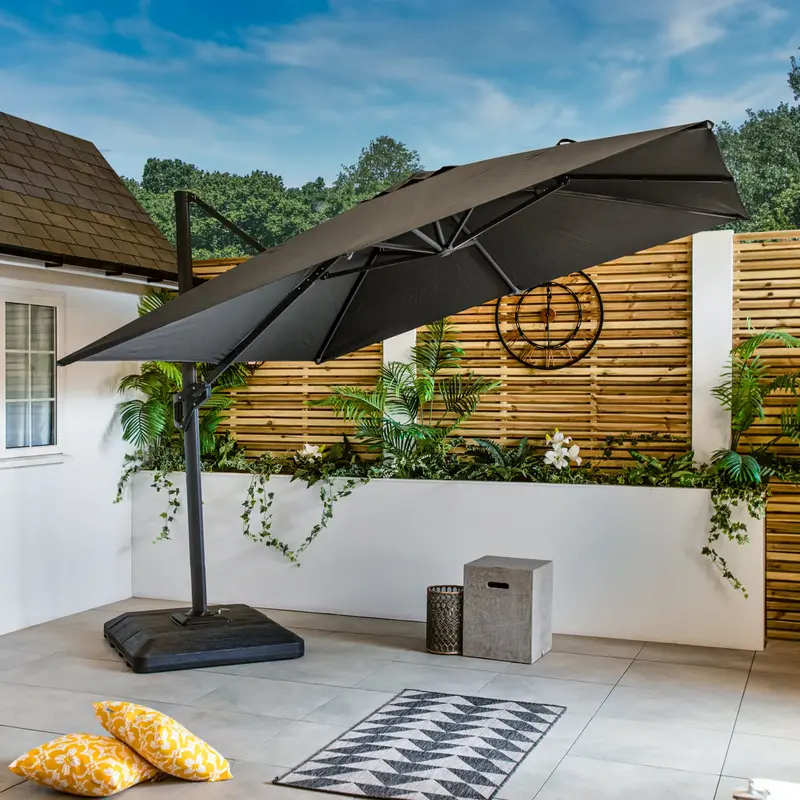 Milan Grey 3M Square Cantilever Parasol – Premium Uv-Resistant Fabric – Bracken Outdoors 1