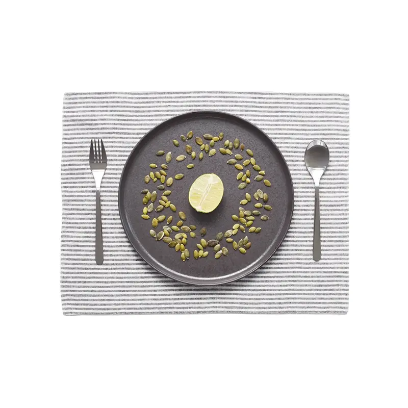 Minimalist Black Thin-Stripe Linen Placemat 1