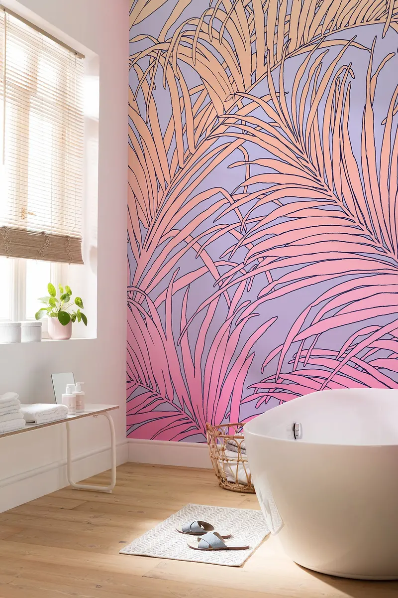Misty Palm Fronds Mural Wallpaper 1