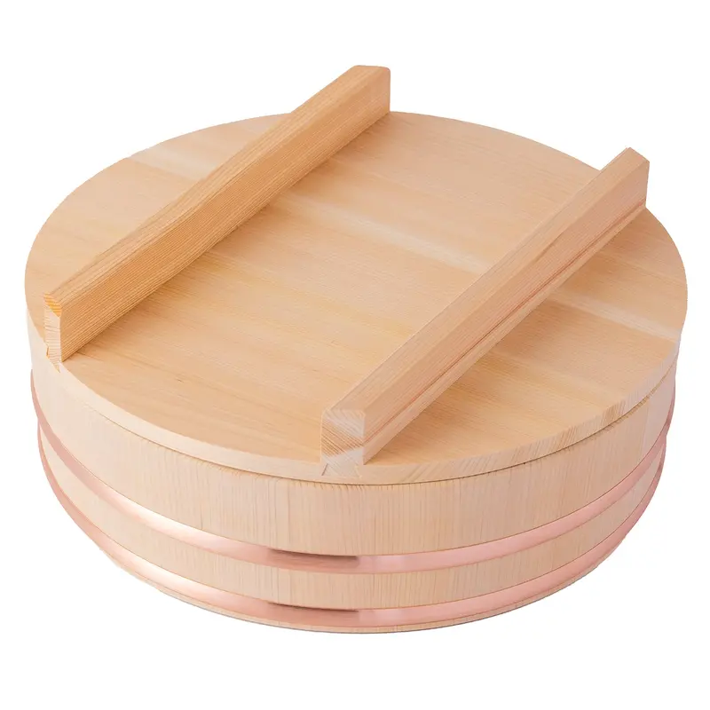 Miyabi Urushi Kogei Hangiri Rice Mixing Bowl With Lid – Sawara Wood 1