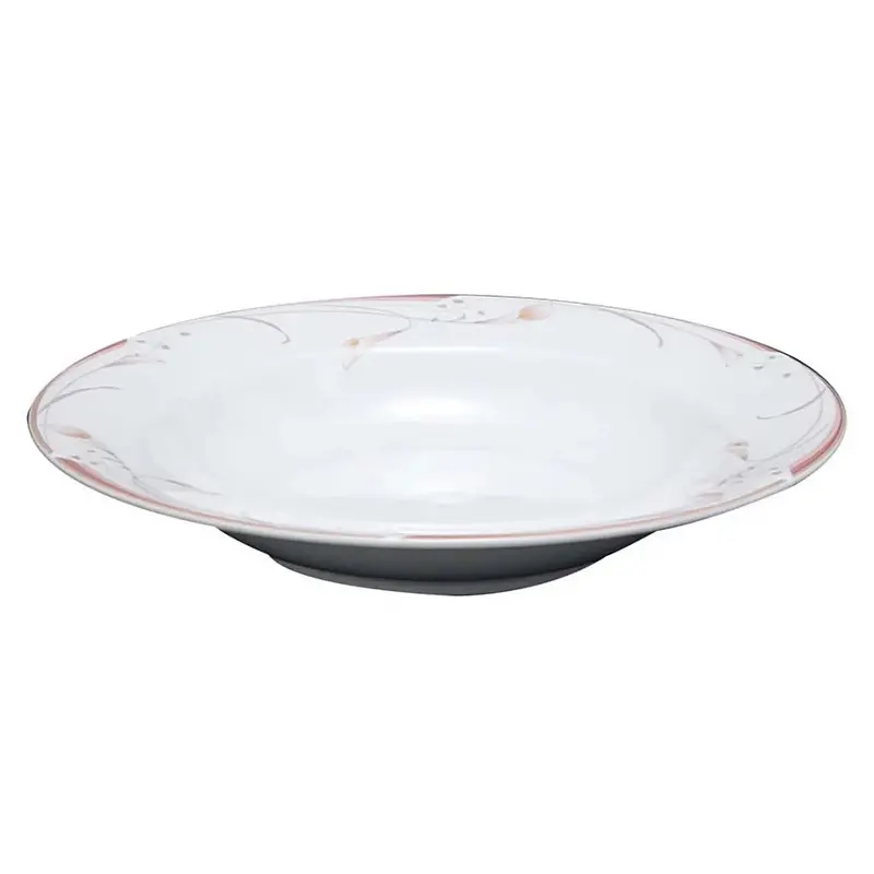 Miyawo Flower Pink 230Mm Reinforced Porcelain Rimmed Soup Dish 1