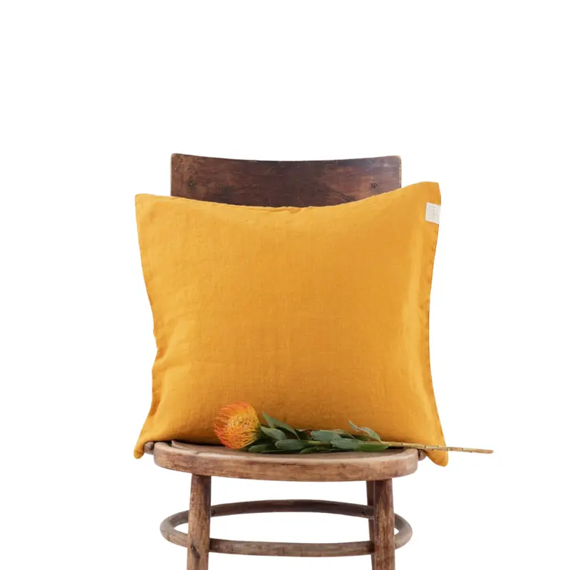 Mustard Yellow Linen Cushion Cover 1