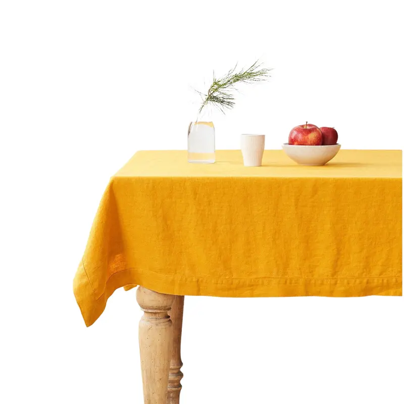 Mustard Yellow Linen Tablecloth – Warm Vintage Accent 1