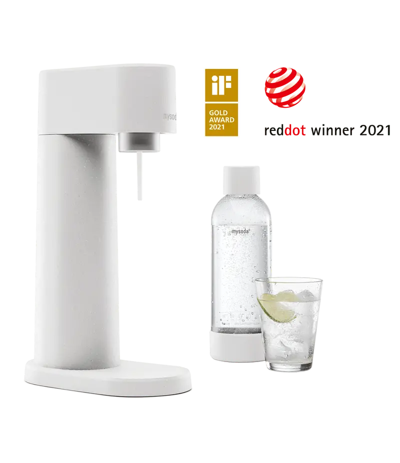 Mysoda Woody White Soda Maker – Sleek Countertop Sparkling Water Device 1