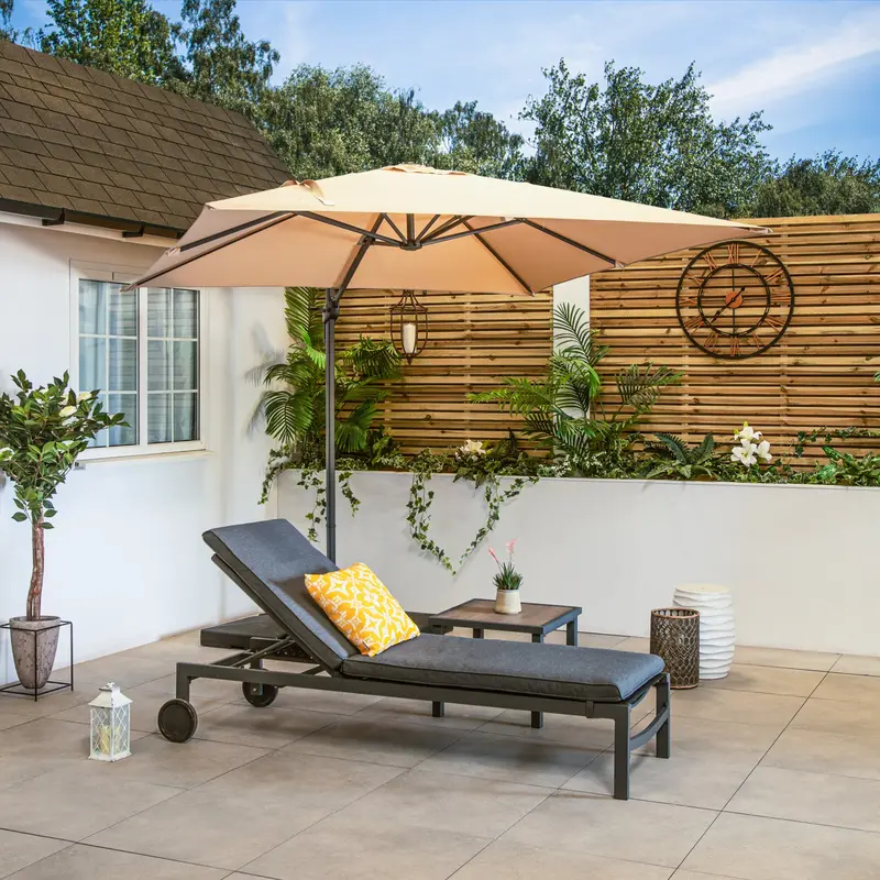 Naples Sand 2.5M Square Cantilever Parasol – Adjustable Tilt & Sturdy Frame – Bracken Outdoors 1