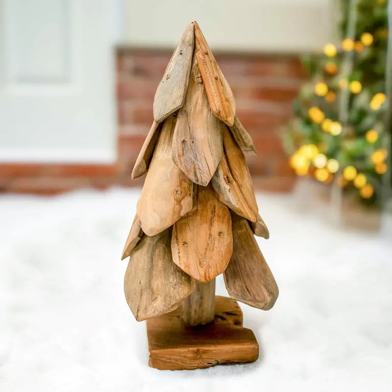 Natural Teak Wooden Christmas Tree – 30Cm Tall 1