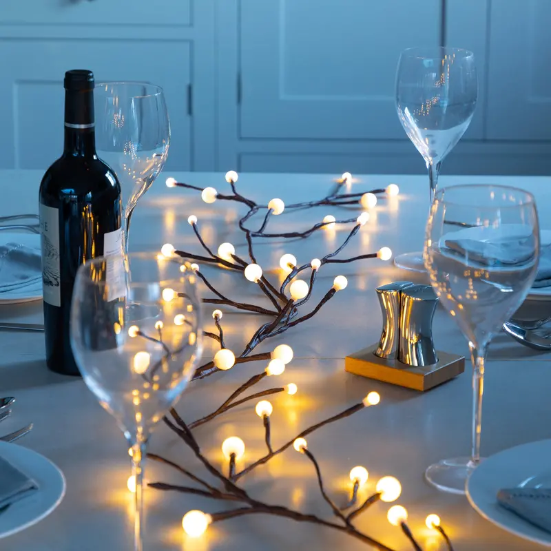 Noma 1.8M Battery-Powered Berry Branch Garland With 48 Warm White Led Lights 1