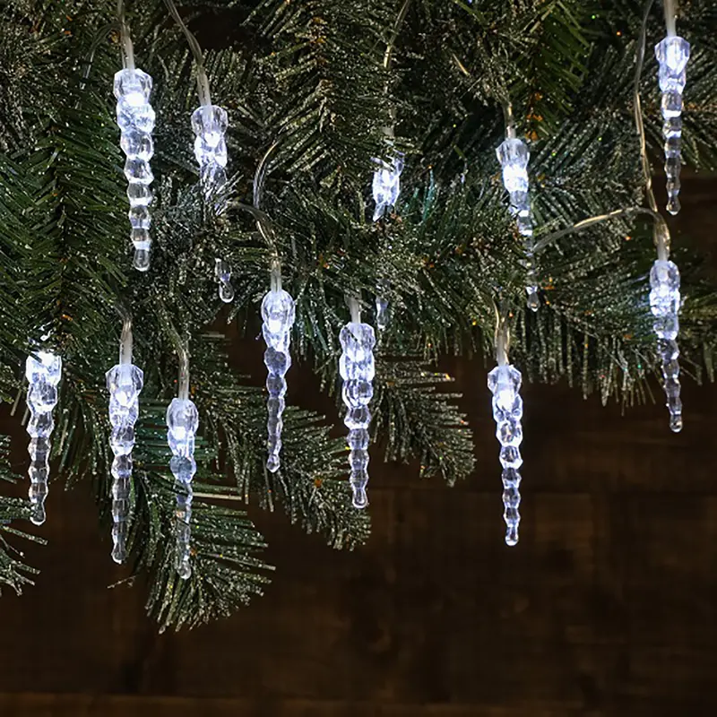 Noma Battery-Powered Fit & Forget 20-Drop White Icicle Led Lights 1