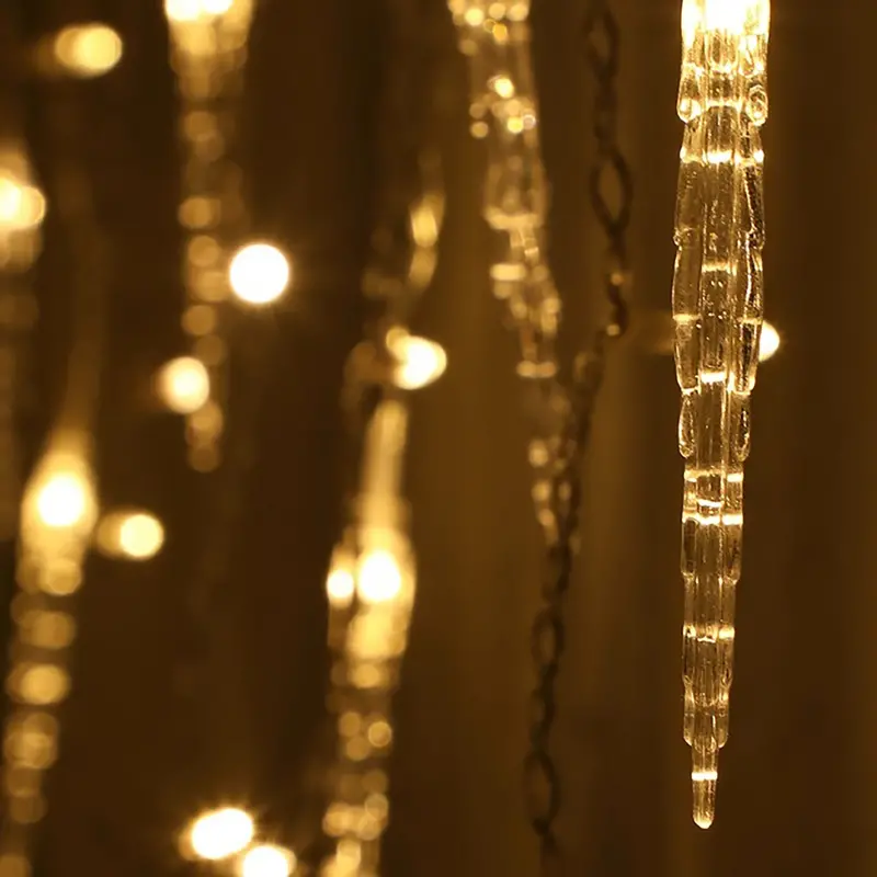 Noma Jack Frost Icicle Lights – Warm White Multifunction String With Clear Cord (120/360/720 Led Options) 1