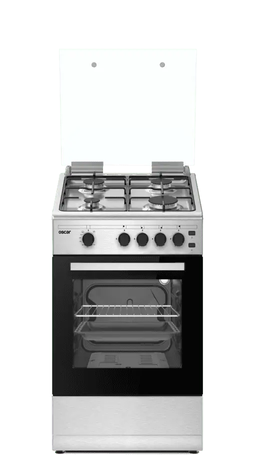 Oscar F4402Xgrh 50X50Cm Gas Cooker – Silver Finish, 4 Burners + Oven 1
