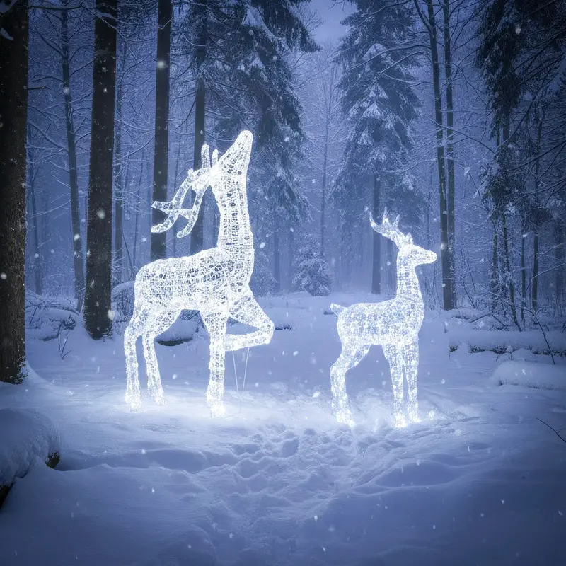 Outdoor Acrylic Light-Up Reindeer Duo: Elegant Stag And Young Calf 1