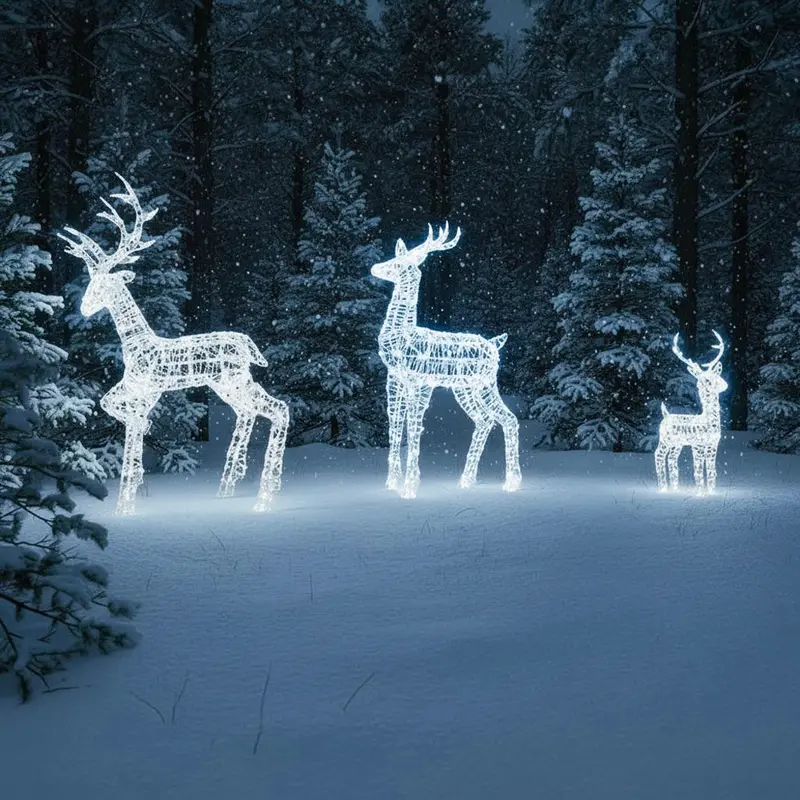Outdoor Acrylic Light-Up Reindeer Group: Stags And Calf 1