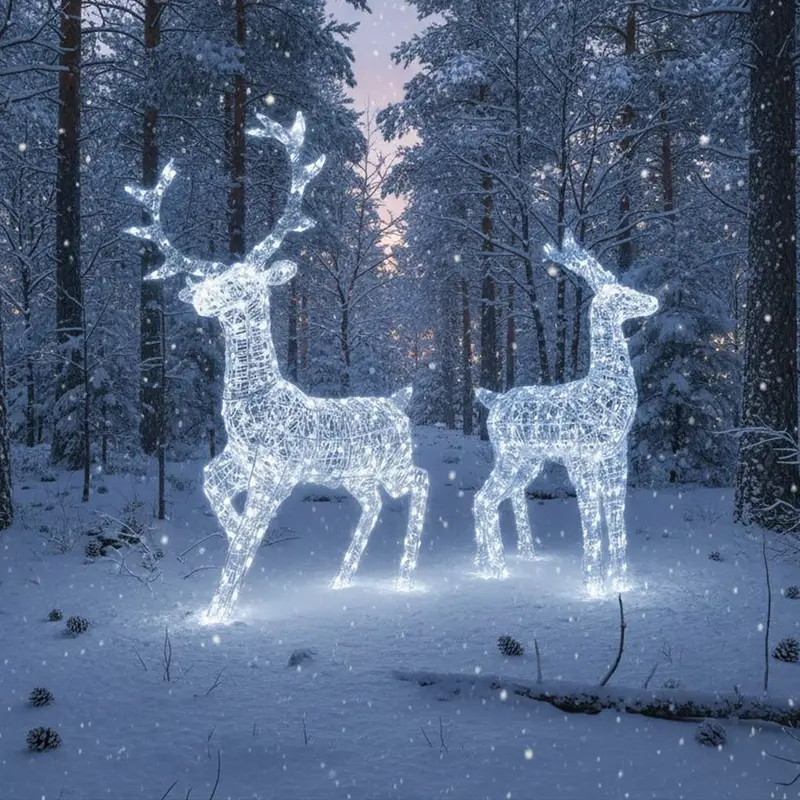 Outdoor Acrylic Light-Up Reindeer Pair: Matching Stags 1