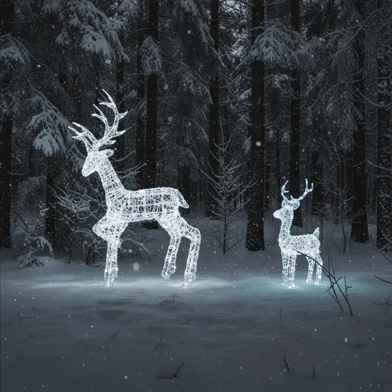 Outdoor Acrylic Light-Up Reindeer Pair: Stag And Fawn 1