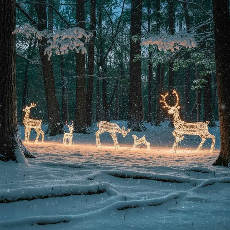 Outdoor Laser Ribbon Light-Up Reindeer Family Set – Large Scale 1