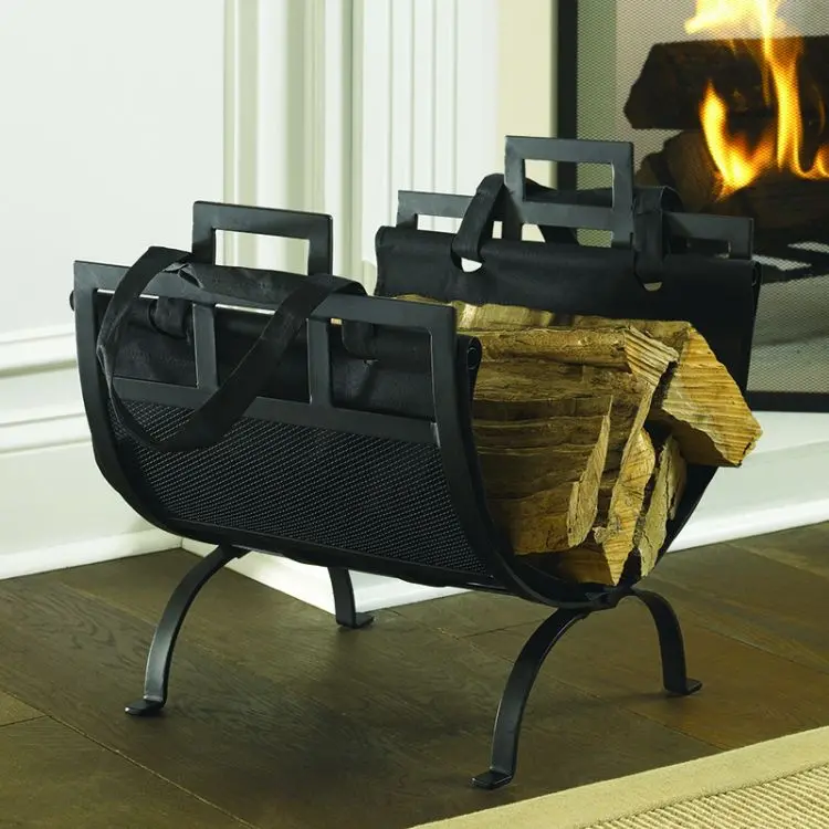 Pleasant Hearth Log Holder With Heavy-Duty Canvas Carry Tote 1