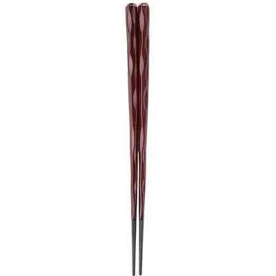 Premium Fukui Hexagonal Carved Chopsticks – Double-Lacquered, Wine Brown, 24 Cm 1