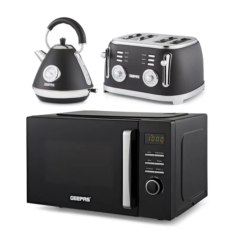 Retrovive Breakfast Bundle: 23L Microwave, 1.7L Kettle & 4-Slice Toaster 1