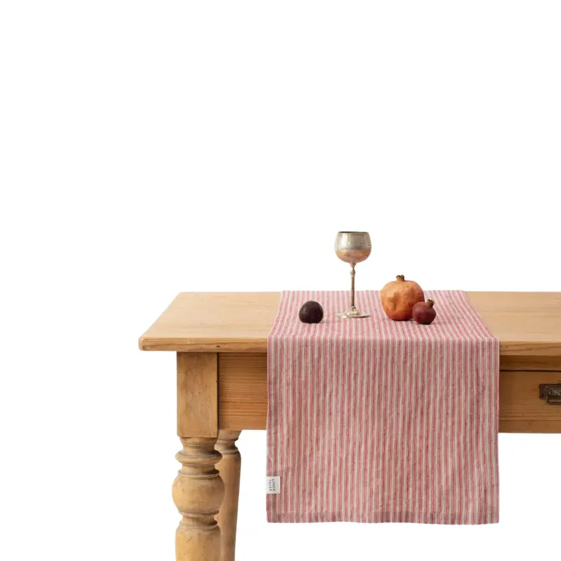 Rustic Red And Natural Striped Linen Table Runner – Set Of 3 1