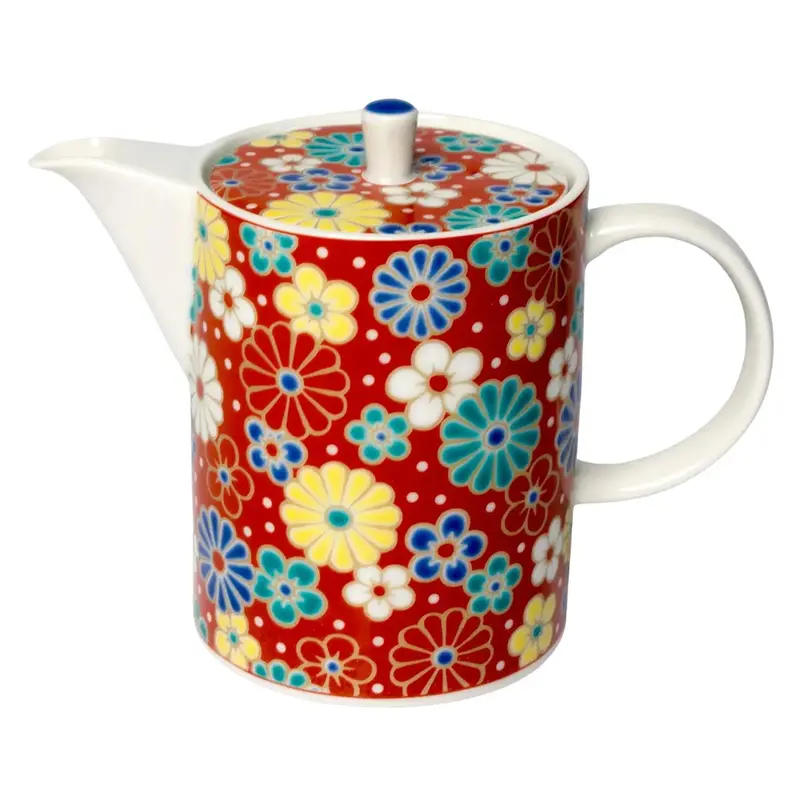 Seikou Kutani Kyusu Teapot – Umekiku Plum & Chrysanthemum Ceramic Teapot With Strainer 1